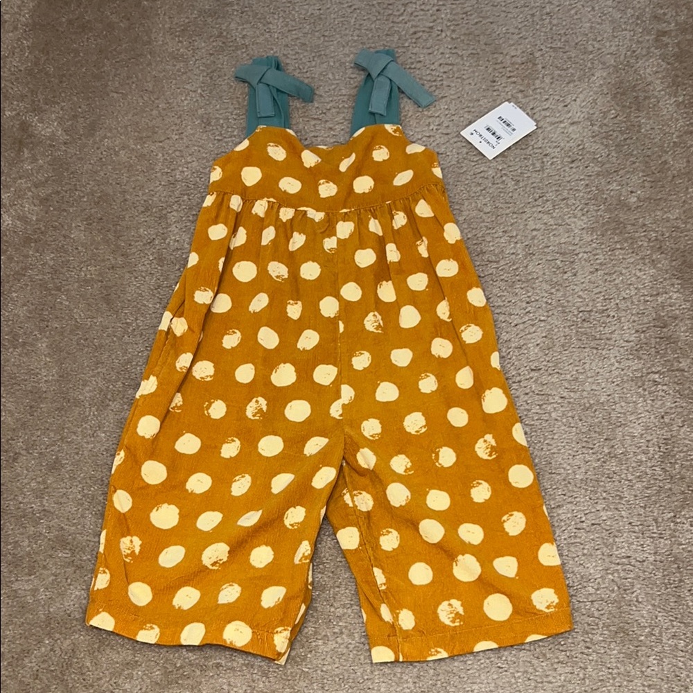 Kids Polka Dot Jumpsuit - Mustard and Teal